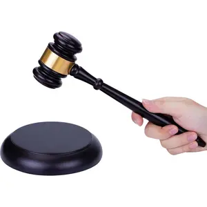 Wooden Judge gavel and block set — sound block hammer for lawyers, judges, auction sales, meetings (prop)