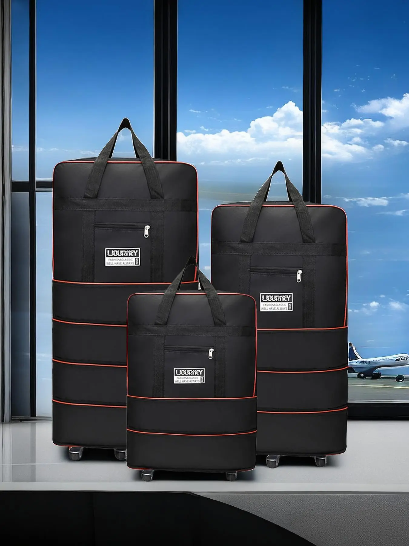 Colorblock Large Capacity Foldable Casual Travel Bag, Lightweight Weekender Bag, Duffle Weekender, Lightweight Zipper Travel Duffel Bag, Portable Travel Storage Bag, New Trend Travel Bags for Travel & Daily Use, Travel Essentials Bag
