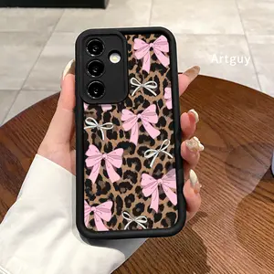 Phone case for Samsung S24 ultra plus S25 S23 S22 Ultra Pluss Fashion Bowknot Leopard Advanced fashion gift Anti-Scratch Shockproof TPU Bumper Drop-proof Cover