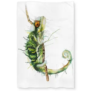 Begin Home Decor C1DCTXLWDKF8TT Chameleon on the Lookout Twin Size Extra Long Duvet Cover - Green Home Decor