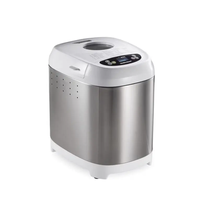 Hamilton Beach Fully Automatic Countertop Artisan Bread & Dough Maker - 2 lbs, Chrome Stainless Steel, White, 1 Transparent Lid, ETL Listed, Adjustable Crust Color Control, Delay Bake Option, Dishwasher Safe Parts, Watts Power, 12 in Height, Fully Automat