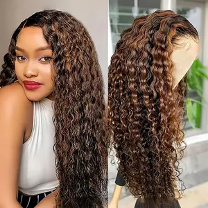 Deep Wave Highlight Wig   P1B/30 Ombre   Wig Pre Plucked 13x4 Curly Lace Front Wigs 200 Density For Women Remy