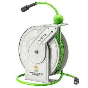 PWACCS Pressure Washer Hose Reel, Retractable Pressure Hose Reel 1/4" × 60ft, Heavy Duty Power Washer Hose Reel, Auto Rewind Professional Hose Reel, Wall/Floor Mounted, 3600 PSI