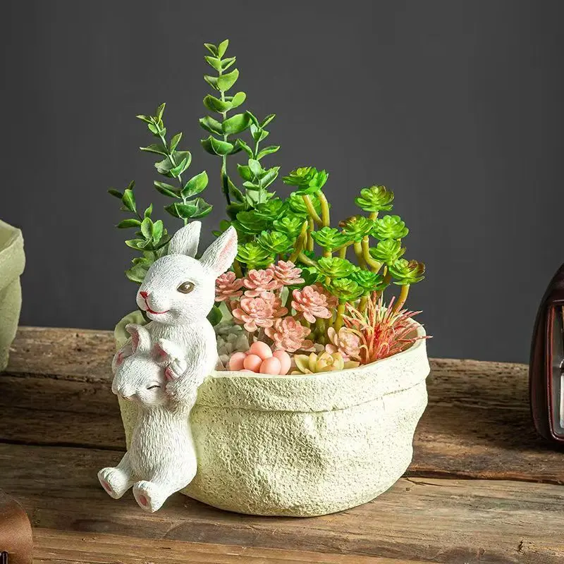 Easter Bunny Planter Pot, Cute Small Planters, Mini Succulent Pots, Adorable Rabbit Flower Pot, Perfect for Home Decor