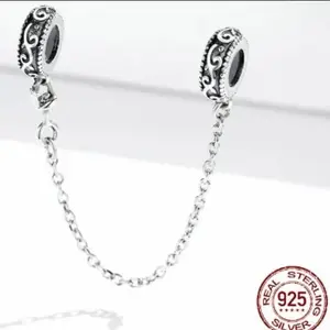 925 Sterling Silver Safety Chain for Charm Bracelets – Secure Bracelet Stopper