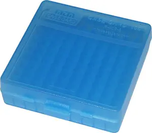 MTM P100924 Ammo Box 100 Round  9mm/380ACP (Clear Blue)