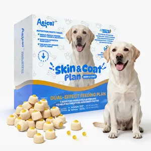 Aeicoi Fish oil for dogs 2-in-1 Pill Hider Treats for Picky Eaters Omega 3 for Skin Coat & Less Shedding Wild Anchovy (112+118 Ct)