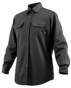 VEVOR Flame Resistant Welding Jacket, Summervibes,Summervibes, 7oz. FR Shirts for Men, Machine Washable Cotton Heat-Resistant Welding Shirt, Meets ATPV 9.2 Cal/cm² Arc Rating - L Size