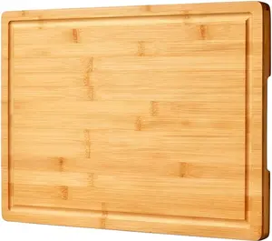 "Bamboo Cutting Board for Kitchen, 18" Large Wood Charcuterie & Cheese Board, with Side Handles & Juice Grooves"