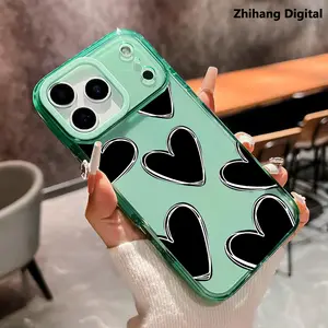 Heart Phone Case for iPhone 17 Pro Max 16 Plus 15 14 13 12 11 Air Anti-Yellowing Shockproof durable ultra-thin Crystal Cover Protection Smartphone Protector Phone Case