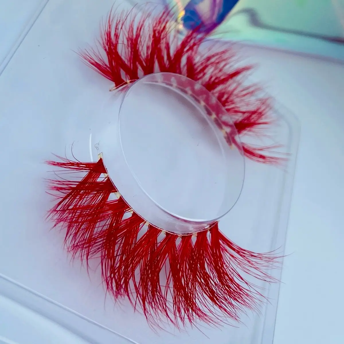 Red Strip Eyelashes - Makeup Color Lash Extensions