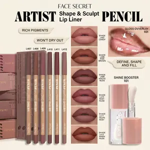Beauty Glazed Matte Nude Lip Liner & Clear Lip Oil Set | Long-Lasting, Lightweight Hydrating Shine, All-Skin Lip Makeup Combo Gentle Lipliner