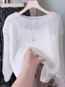 Women's Knitted Pullover Sweater Long Sleeve Top, Basic, Lightweight, Fit, Casual, Holiday, Summer Vacation Clothing, Best Women's Outerwear, Knitwear, Womenswear