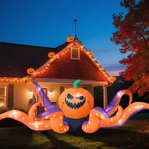 GARIG 14FT Halloween Inflatables Outdoor Decorations Pumpkin Antennas Build-in LEDs Lights Blow Up Yard Decorations for Garden Lawn Window Indoor Party Holiday Decor house