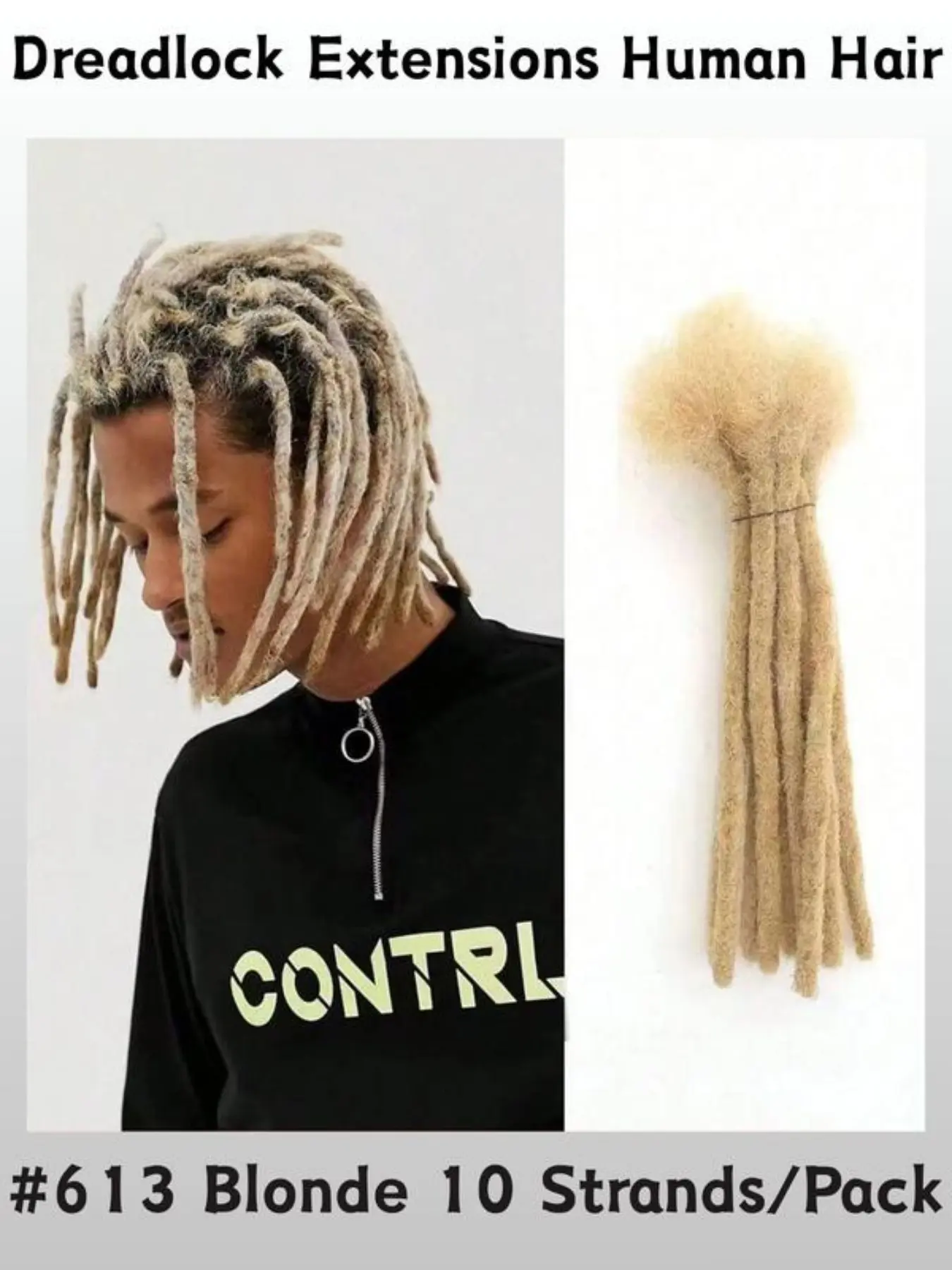 Dreadlocks Extensions Human Hair Blonde #613 Soft Dreadlocks 10 Strands Handmade Sister Locs Extension 0.6 CM Loc Crochet Braiding Decoration for Men/Women Hip-hop Locs Reggae Braiding Hair Braided Dreads