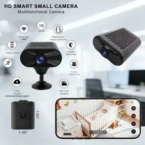 Mini Magnetic Surveillance Camera Wireless Wi-Fi Night Vision Motion Alarm for Home Office Warehouse Monitoring 1.5-hour Battery USB Powered 16/32GB Card Intelligent AI Motion Detection with iOS Android App Safety Safety