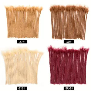 [Colored Human Hair Dreadlocks] Human Hair Dreadlock Extensions - 0.6 Cm Width Colored Fully Handmade for Men/Women Locs - Can Be Dyed Bleached Curled Halloween Christmas Gift	