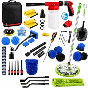 62PCS Car Wash Cleaning Kit,Car Wash Brush with Long Handle,Car Detailing Kit with Foam Gun,Car Cleaning Supplies,
