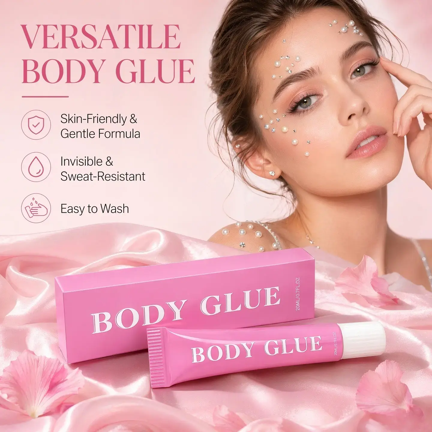 Sweat-Resistant Body Adhesive Glue, Gentle On Skin, Easily Removable With Soap And Water, Secure Fitting Outfit Accessory For Beauty & Personal Care