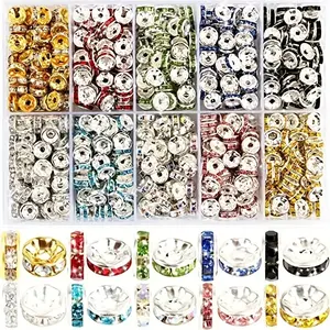 600pcs Crystal Beads, Bead Assortment, Bead Set, Water Drill Beads, Jewelry Making Charms, Bracelet Pendants, 10 Colors (8mm), DIY Rhinestone Spacer Beads, Beads Mix