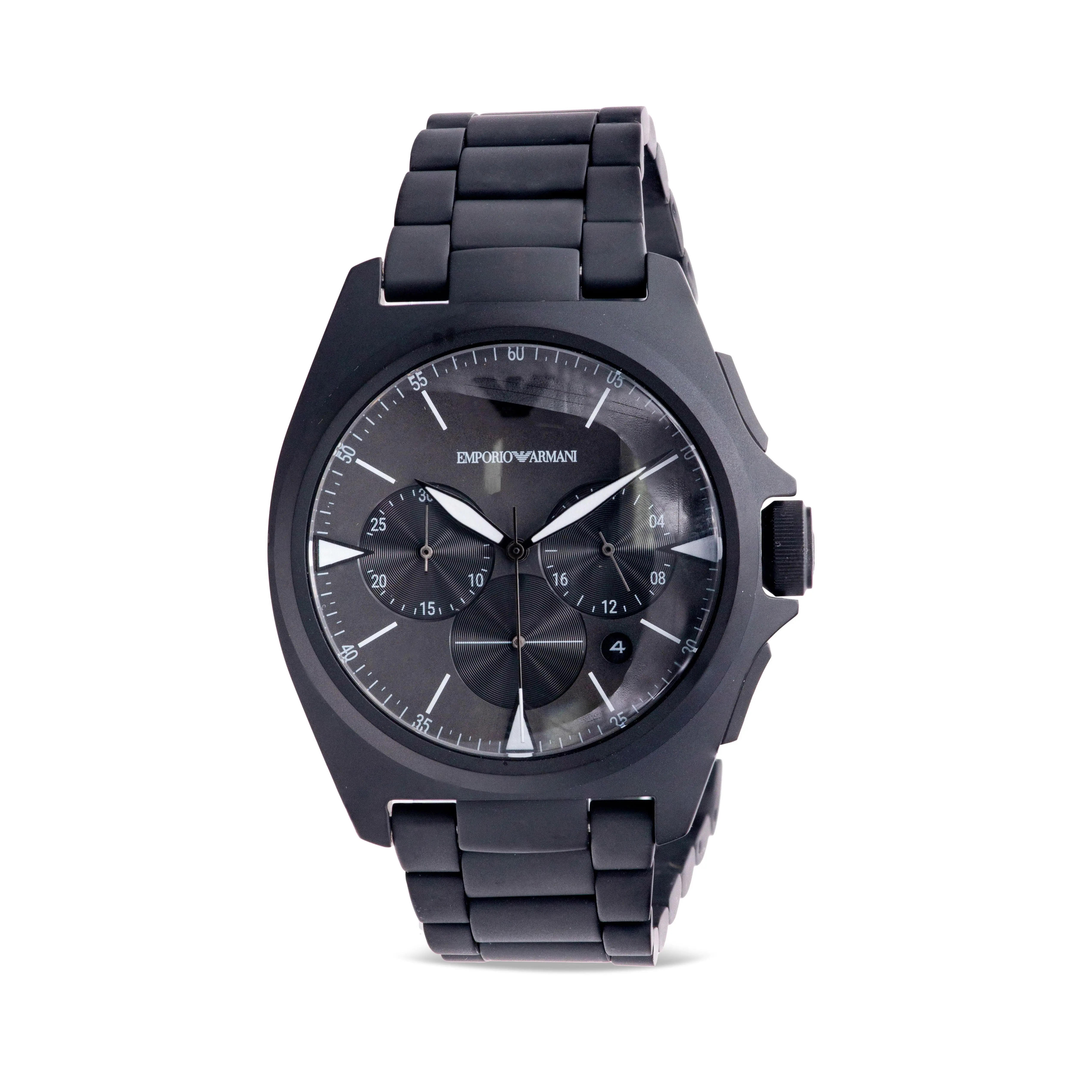 Emporio Armani Men's Round Black Stainless Steel Quartz Watch - Chronograph, Date Function, 30M-50M Water Resistance, Model AR11412, Gray