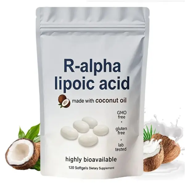 R-alpha Lipoic Acid 600mg Coconut Oil-Infused Gluten-Free Non-GMO Antioxidants Nutritional Supplements, 120 Softgels, Energy Boost, Better Morning Support