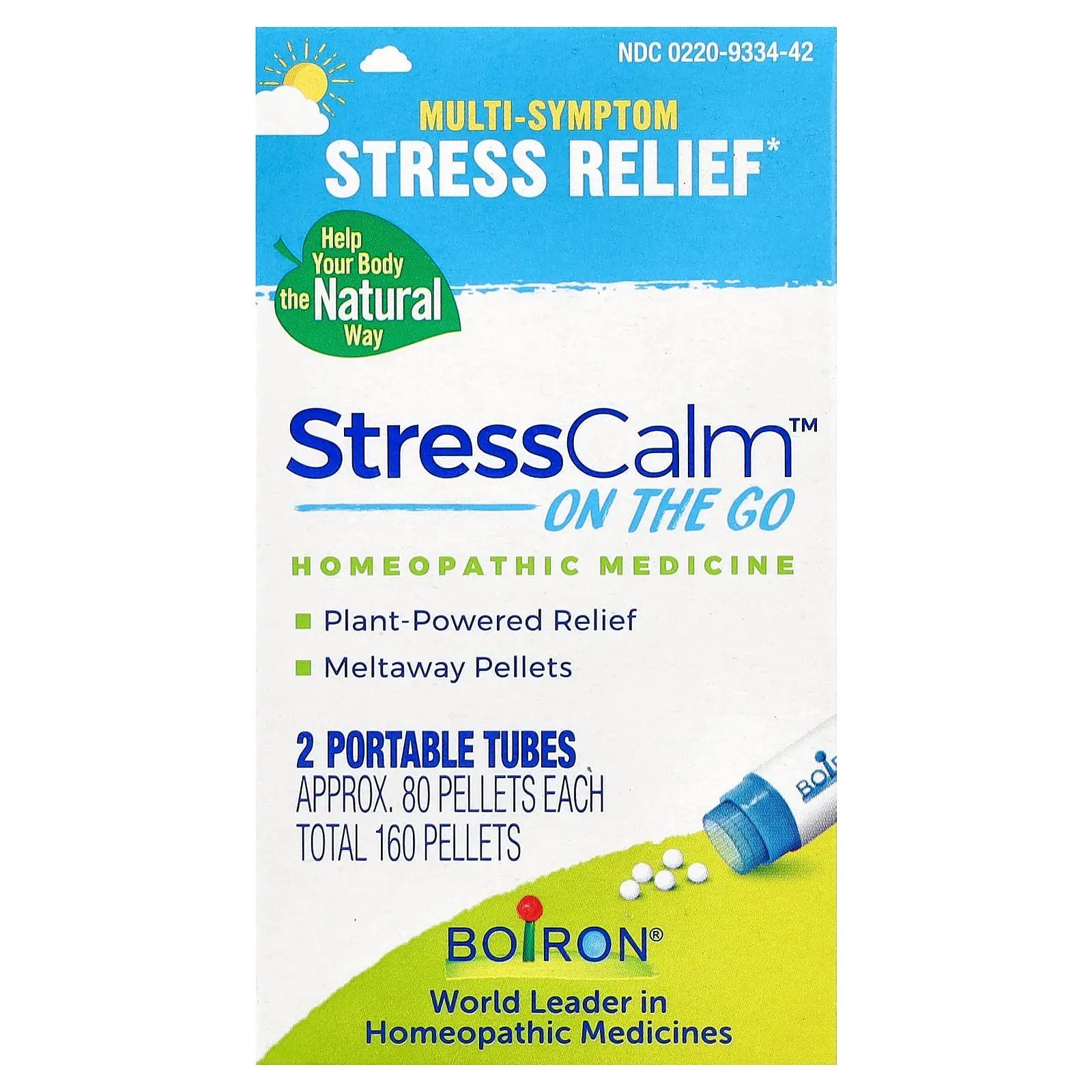 Boiron StressCalm® On The Go, 2 Portable Tubes, 80 Pellets Each