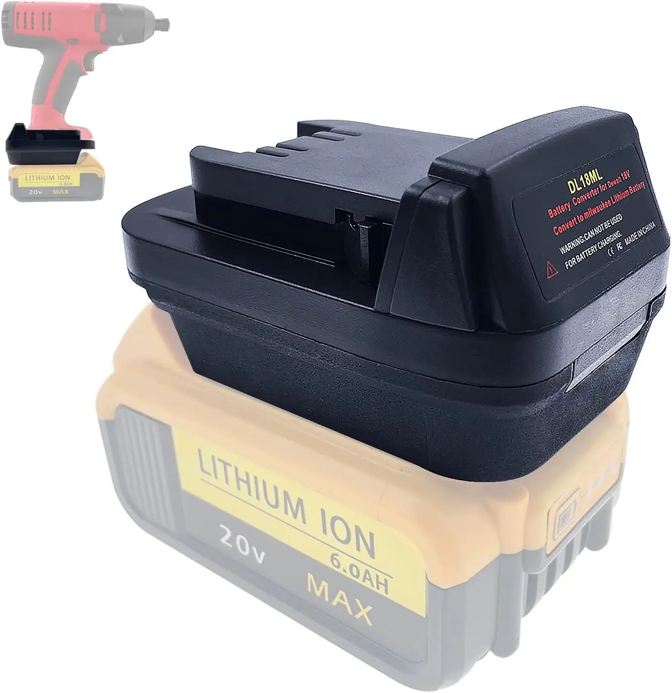 DL18ML for Dewalt 20V Convert to Replace for Milwaukee 18v Battery Adapter, Convert for Dewa.lt 20V Battery to Replace for Milwaukee M18 18V Tool Use (Battery not Included)
