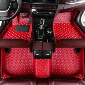 1 Set Range for Rover Sport 5-for Seat Faux Leather Floor Mats, Left Drive Long Strip Headlight Design, Non-Slip Carpet for 2014-2019 Models, Red Foot Pads