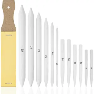 Blending Stumps for Drawing, Tortillons Blending Stumps Set of 13 Pack with Sandpaper Pencil Sharpener, Paper Art Blenders Tools for Charcoal, Graphite, Drawing Tools for Artists. (13)