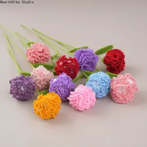 1PCS Hand-Crocheted Wool Carnation Bouquet - Decorative Crochet Flowers, Colorful Hammock Accessory for Camping, Hiking Outdoor Activities