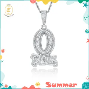 Hip Hop Bling O Block Letter Pendant Necklace for Men Women Birthday Wedding Engagement Anniversary Valentine's Day Gift Daily Wear cuban link chain