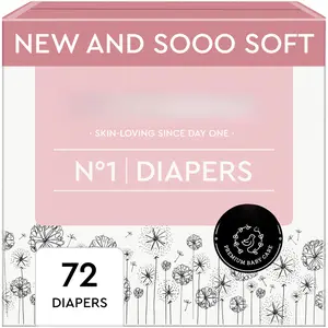 Diapers - Size 1 (4-11 Lbs)  Half-monthly Supply (72 Count) Leak Protection Skin-friendly Ultrasoft Perfume- & Chlorine-free Tested Oeko-tex