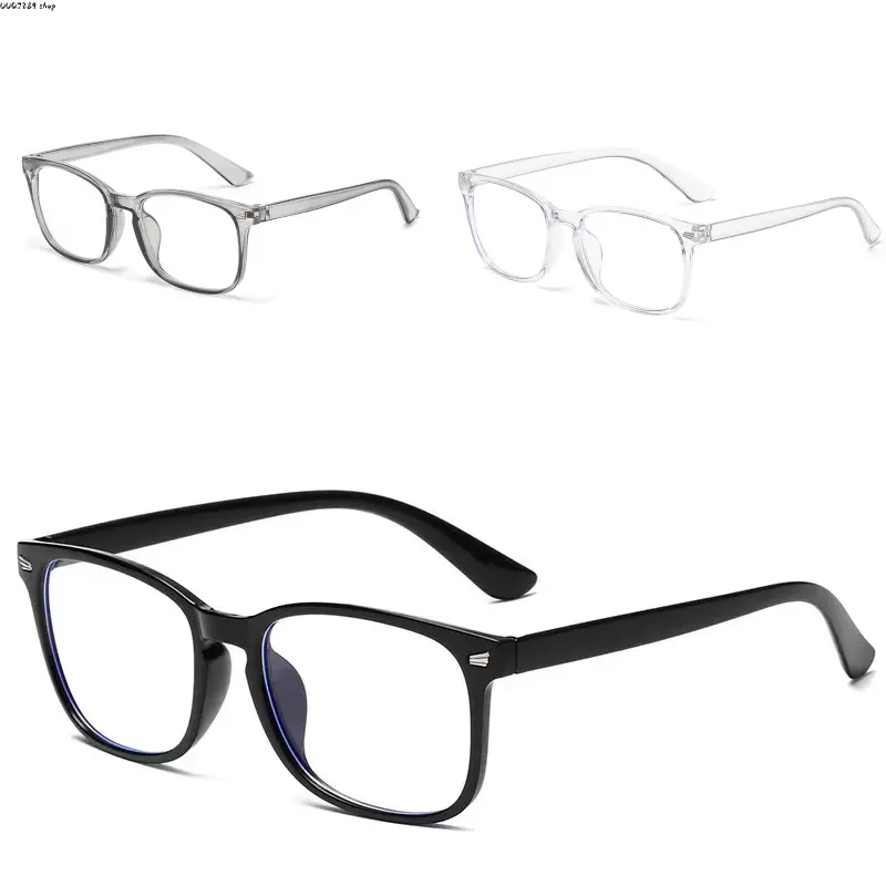 3 Pack Blue Light Blocking Glasses for Women Men, Retro Square Frame, Anti Eye Strain, Fashion Clear/Pink/Black Frames for Computer Gaming, Office & Daily Use