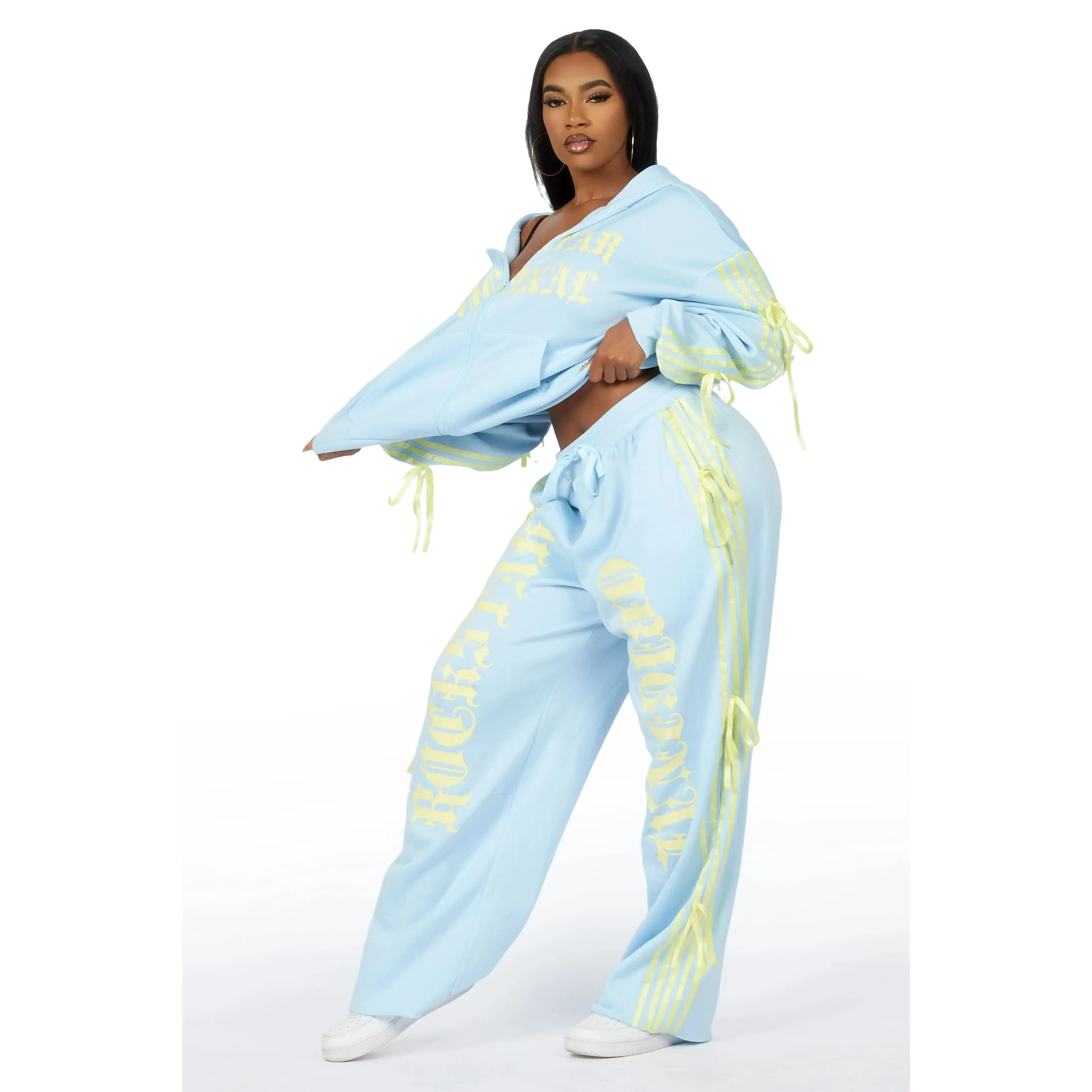 Kettisha Light Blue Lace Up Baggy Track Set
