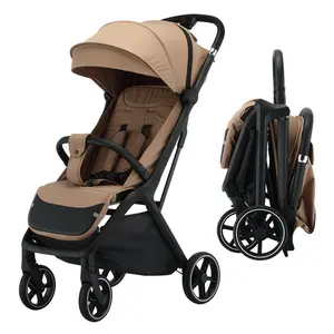 One-click Folding Lightweight Foldable Baby Stroller with 6.5" Front Wheels & 8" Rear Wheels - Perfect for Travel, Shopping & Daily Walks, Ergonomic Design, Aluminum Alloy Frame