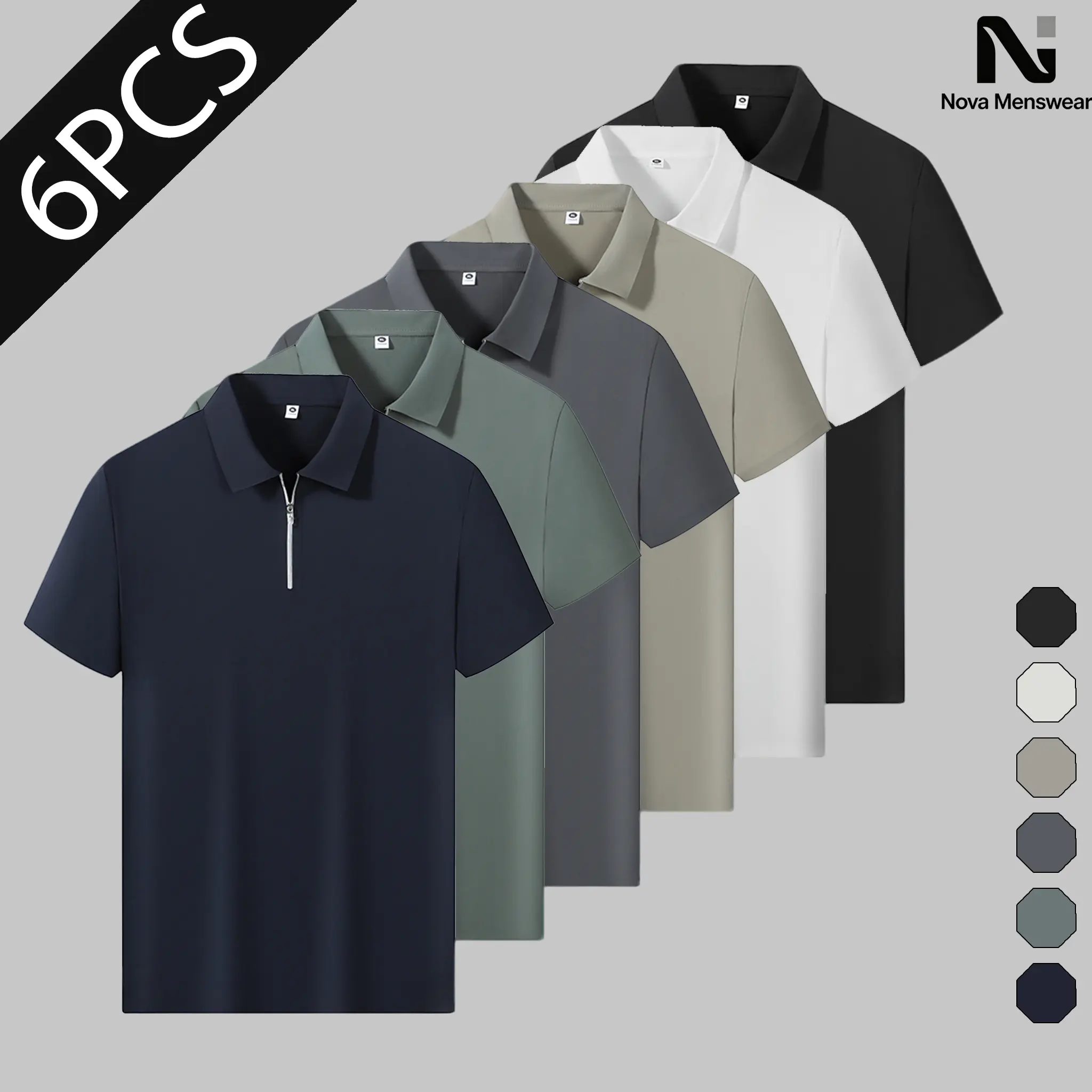 Men's Quarter Zip Polo Shirts, Quick Dry Breathable Short Sleeve Golf Tops, Lightweight Moisture Wicking Athletic Shirts for Men, Casual Summer Work Daily Wear Polo Shirts, Plus Size Mens Zip Polo Fitness Sport Top