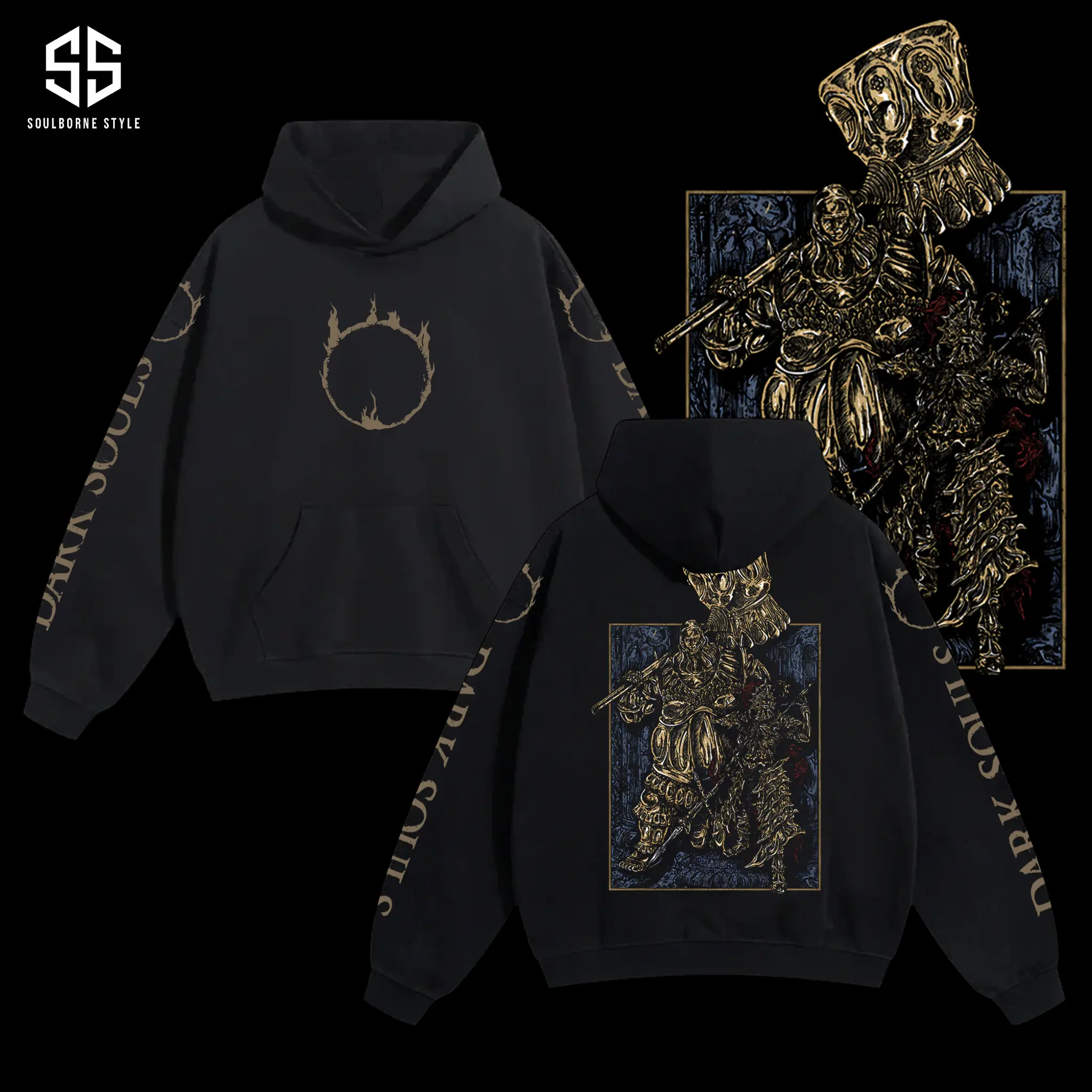 [Soulsborne Style] Vintage Ornstein & Smough - Dark souls Unisex Hoodie, Soulsborne Gaming Apparel, Game Shirt, Video Game Clothes, Boy Merch, Gift For Him, Gift For Her, Soulslike Streetwear
