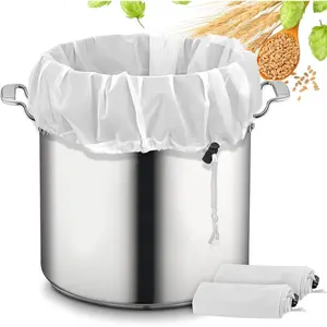 Brew Bags, 2 Pack Extra Large Reusable Straining Bag, 26"x22", 250 Micron Fine Mesh Strainer Bag with Adjustable Drawstring for Home Brewing Hops Grains Fruit Wine Beer Making Brew in a Bag Supplies