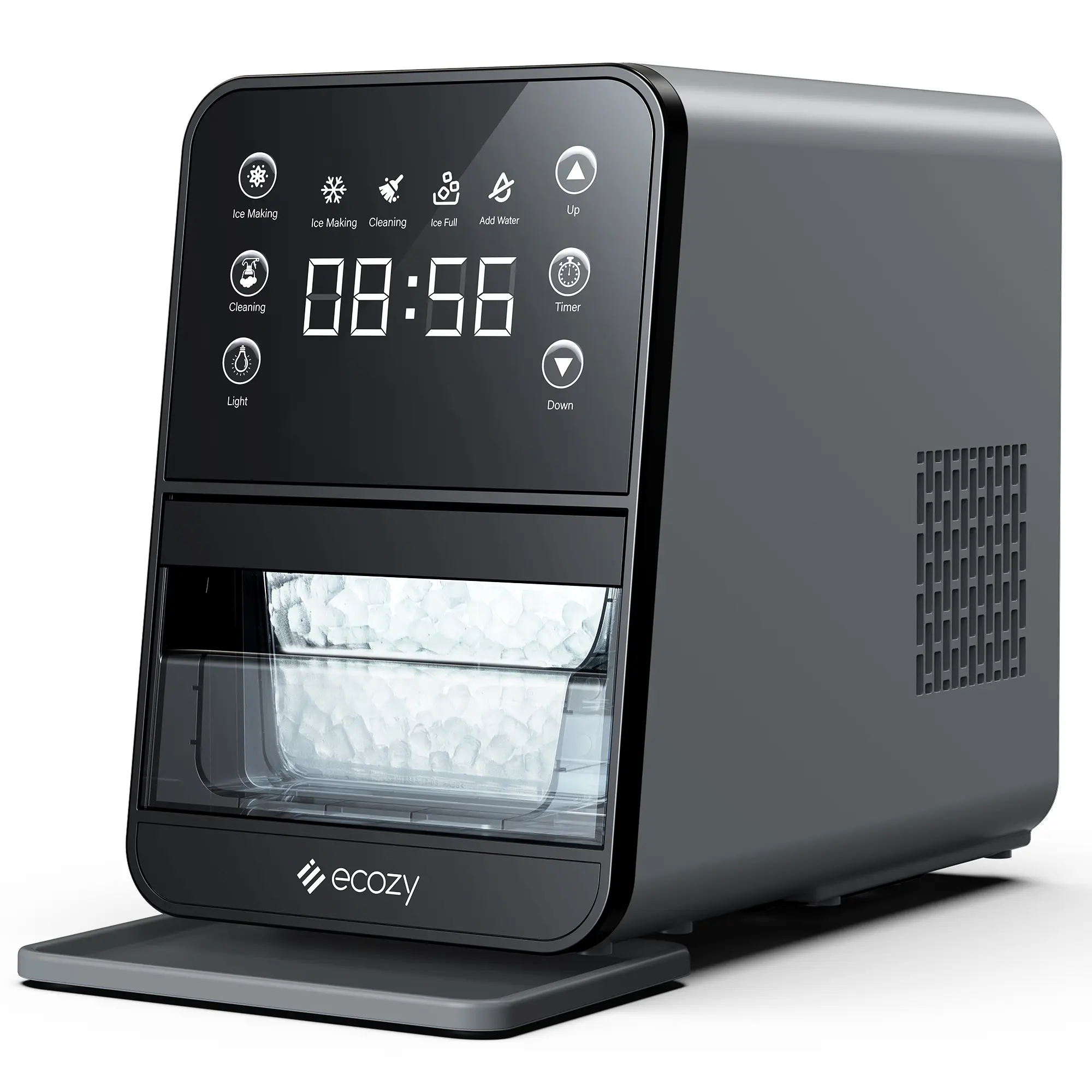ecozy Nugget Ice Maker Countertop with Intuitive Ergonomic EcoScreen One-Touch Timer 33Lbs/24H Pull-Out Basket 3Lbs Storage Self-Cleaning Ice Machine summerwins