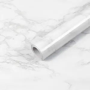 Marble Pattern Self Adhesive Wallpaper, White Grey Marble Vinyl Wrap Film Roll, Wall Sticker for Furniture Desk Shelf Walls Covering Contact Paper, Decorative Wallpaper