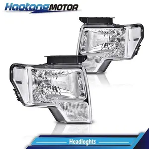 CROSSDESIGN CLEAR LENS CHROME HOUSING HEADLIGHTS LAMPS LH+RH FIT FOR 2009-2014 FORD F150