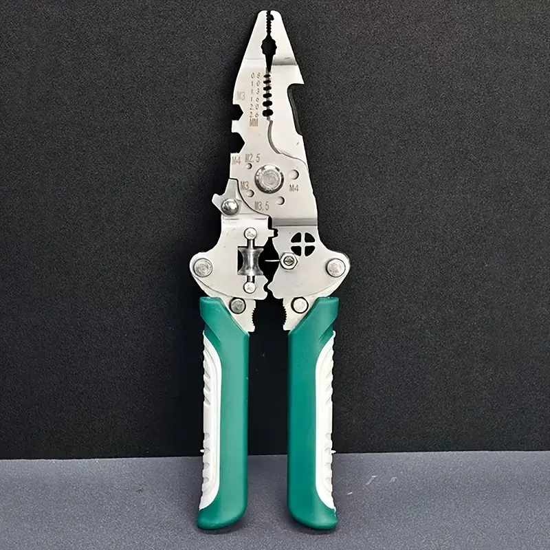 Multifunctional Compact Foldable Wire Stripper - All Seasons Durable Construction Tool for Electricians, DIY Enthusiasts, Construction Sites - Strips Wires, Crimps Terminals, Cuts Cables, Twists Pipes