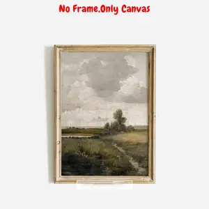 Landscape Pattern Unframed Painting, 1 Count Vintage Wall Art, Wall Decor for Home Living Room Bedroom Study Room, Home Decor, Ornaments