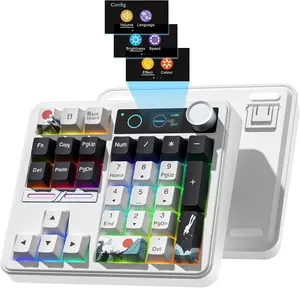 Womier SK30 Mechanical Numpad, Mini Keyboard with Screen & Knob, Bluetooth/2.4G/USB-C Wireless Numeric Keypad, Macro Software RGB Number Pad Hotswap, Rechargeable Number keypad for Mac Windows