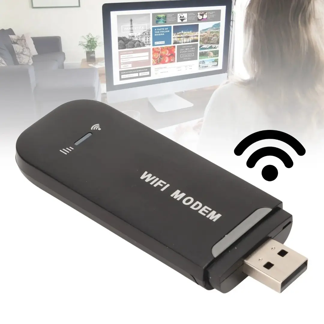 4G LTE Wireless WiFi Hotspot Pocket Modem Router, Black, USB Plug-and-Play, Stable Easy Connection, Micro SIM Card Supported, Up to 10 Users for Phones, Laptops, Tablets, ABS Devices