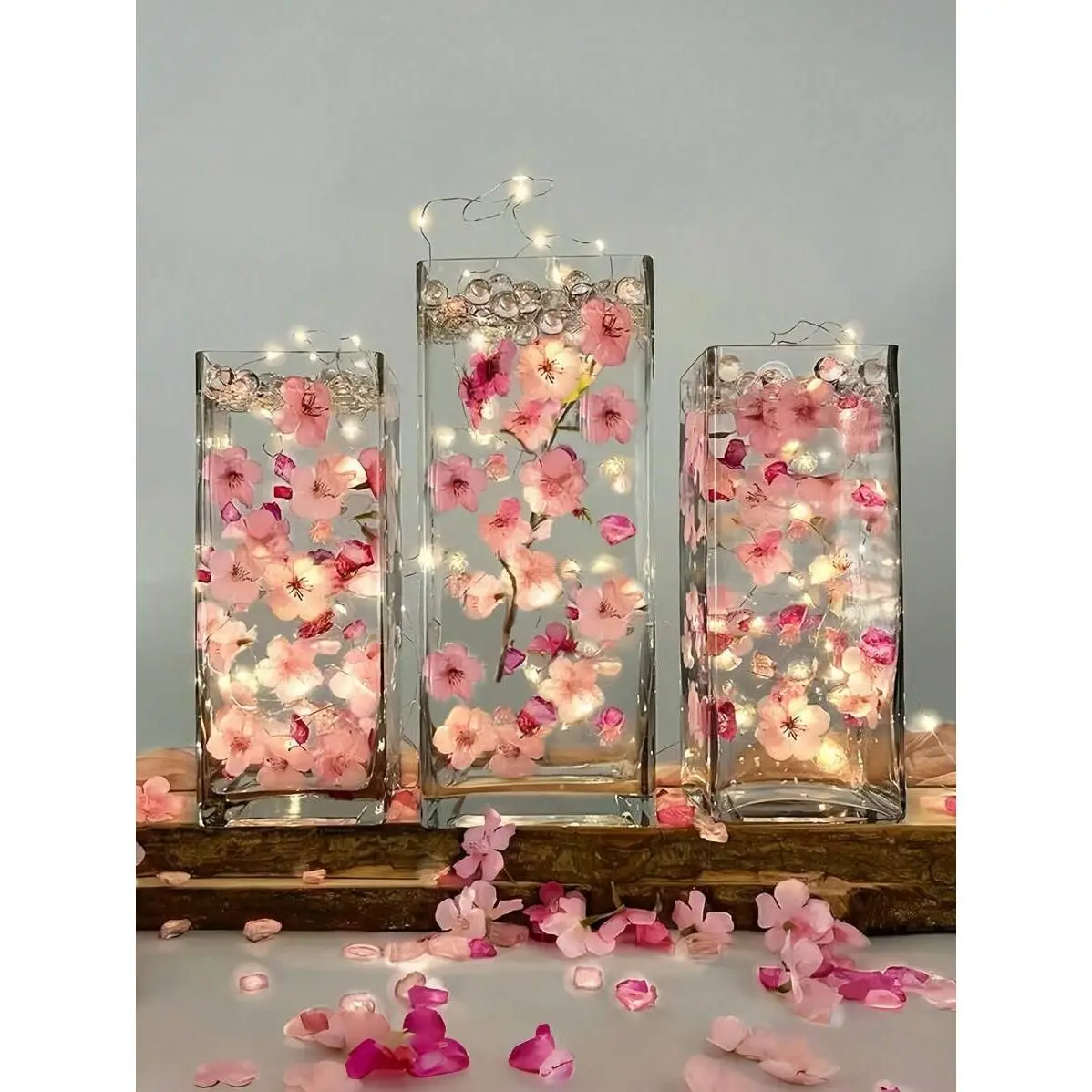 50/100pcs Acrylic Multicolor Floating Artificial Cherry Blossom Flowers, Decorative Vase Fillers for Centerpiece Decor, Floating Candle Wedding Table Home Decoration, Floating Flowers