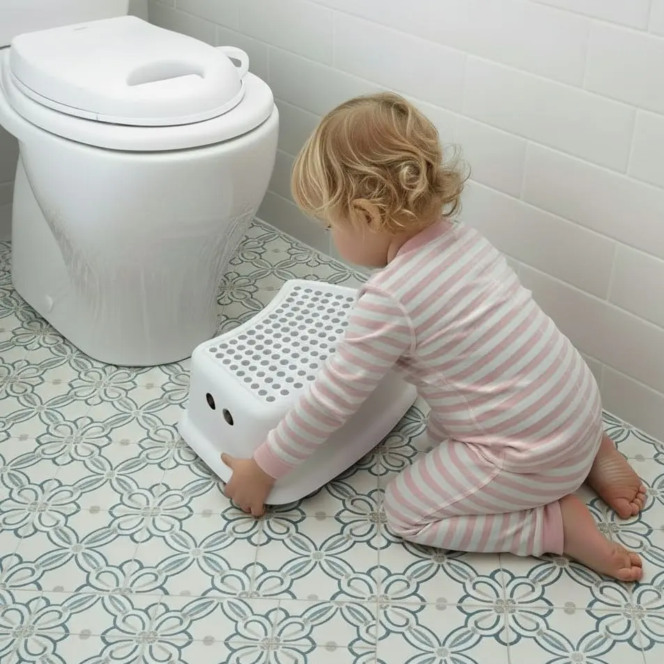 Step Stool for Kids - Anti-Slip Base Curved Design,Toilet Potty Training Toddlers Stool for Potty Training, Bathroom Toilet Stools with Soft Anti-Slip Grips for Safety
