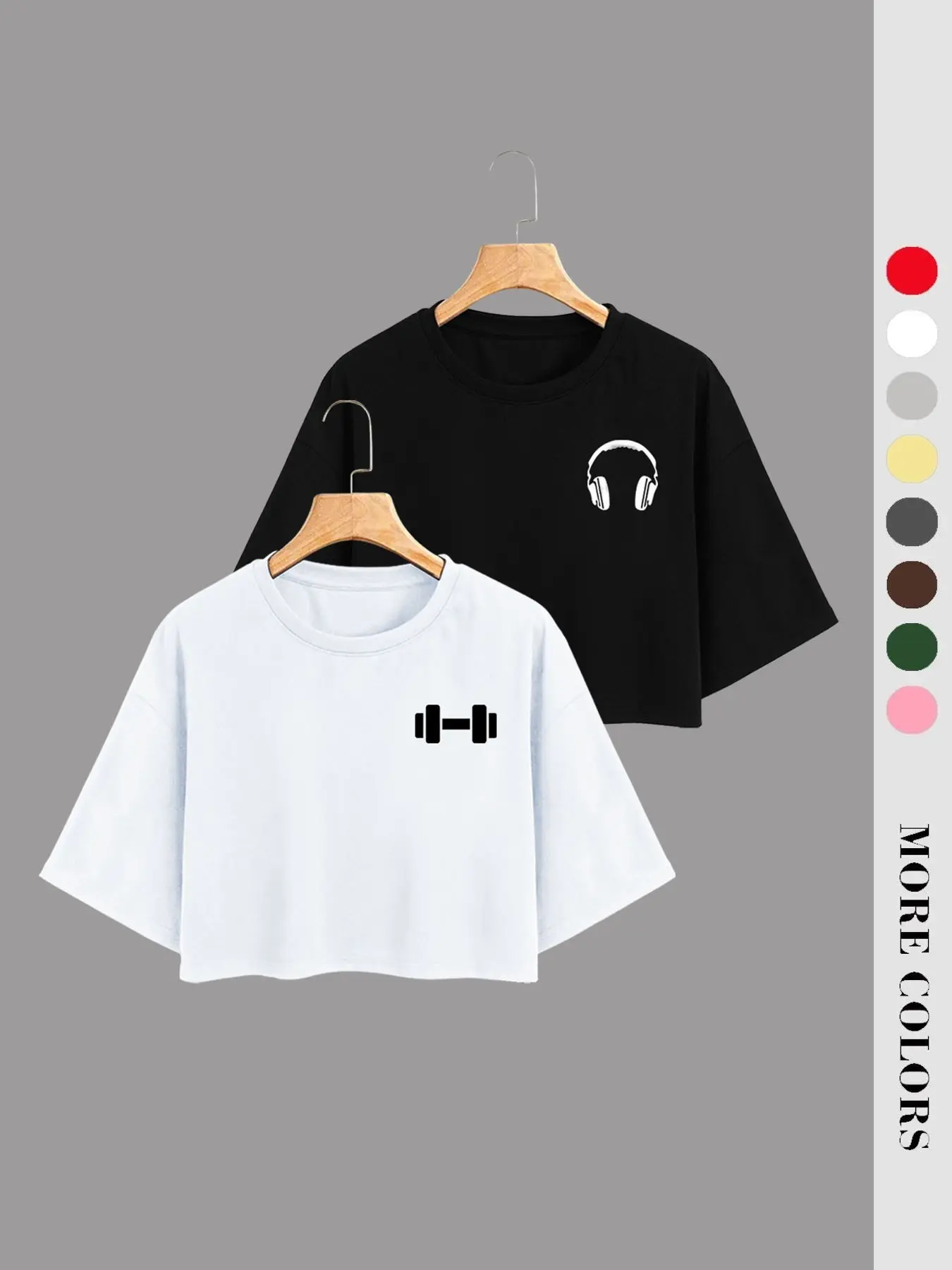 Fitness Style Short Sleeve Top, Dumbbell Print Loose Fit Sporty T-Shirt, Round Neck, Casual Wear, Fitness Training Top, Suitable for Gym, Daily, Street, Campus, Fitness Clothes Tops, Sportswear for Training