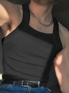 INCERUN Men's Fashion Simple Basic Tank Top, Summer Solid Color Sleeveless Vest, Suitable for Daily Sports Wear